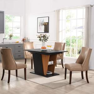 Tavolo da pranzo moderno in legno robusto telaio in metallo MDF Base da 61.81 pollici allungabile da tavolo regolabile per sala da pranzo - Product Image 6
