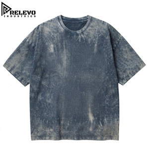 เสื้อยืดโอเวอร์ไซส์ผู้ชายแบบฟอกสีสไตล์วินเทจ สีน้ำเงินเข้มฟอกแบบมิเนอรัล แขนสั้น ผ้าคอตตอนหนานุ่ม สวมใส่สบาย สไตล์สตรีทแวร์ - Product Image 1