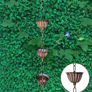 Chaîne de drainage d'eau décorative en métal en forme de fleur pour balcon, idéale pour les espaces restreints à la fixation murale mais nécessitant une touche de beauté. - Product Image 3
