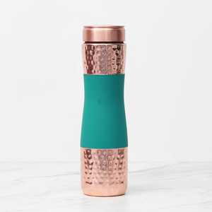 Curio Craft Copper <b>Water</b> <b>Bottle</b> with <b>Silicone</b> Grip Red Green Blue Bohemian Design Large Capacity Portable Travel Use - Product Image 3