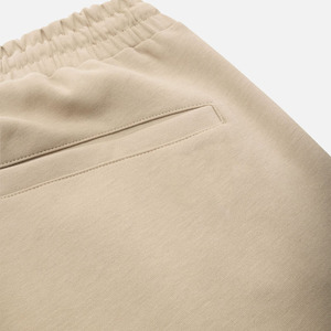 Shorts Bermuda en Coton Uni Beige pour Homme, Taille Élastique Décontractée, Coupe Mi-Haute, Tissu Tricoté, Poches, Style Respirant - Product Image 4