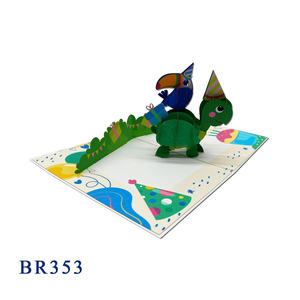 Tarjeta de Felicitación Pop-Up Personalizada con Diseño de Tortuga Feliz, Artesanía Vietnamita, Flores de Papel, Impresión Offset, Día de San Valentín - Product Image 6