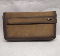 Dompet Kulit Hunter untuk Kartu Kredit, ID, dan Uang Wanita, Dompet Wanita dengan Banyak Kantong Resleting, Ekspor India, RFID, Kulit Crazy Horse