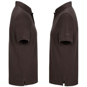Polo à manches courtes pour homme, couleur marron foncé, tricoté, uni, style décontracté, coupe classique, boutons sur le devant - Product Image 4