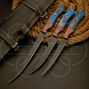 Couteau à fileter artisanal avec revêtement en poudre, lame flexible, ensemble de couteaux à fileter avec étui en cuir, couteaux de pêche personnalisés - Product Image 3