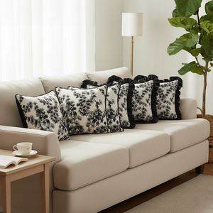 SOGA 6-Piece Pillow <b>Cover</b> Set Vintage Floral Decorative 2 <b>Black</b> Floral <b>Cushion</b> Cases Floral Decorative 2 <b>Black</b> Floral <b>Covers</b>" - Product Image 2