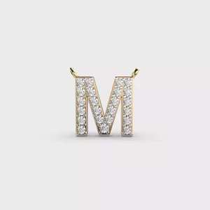 Luxury Rose Gold Rhodium Plated Moissanite Letter M Charm Round Brilliant Cut Channel Setting Unisex Party Pendant - Product Image 1