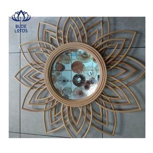 EXPÉDITION LE JOUR MÊME 2026 Miroir en rotin tressé Décoration murale qui élargit l'espace et crée une ambiance cosy pour la maison - Product Image 2