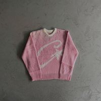 Pull en mohair duveteux de qualité supérieure, imprimé abstrait vintage, coupe ample, streetwear chaud d'hiver, unisexe, vente en gros