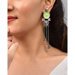 Boucles d'oreilles en argent Meera Jaipur Meenakari Fashion - Product Image 2