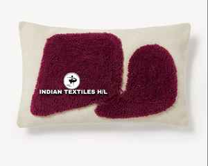 Tufted Boho Wool <b>Pillow</b> Cover By Indian Textiles H/L Handwoven Decorative <b>Throw</b> <b>Pillow</b> Luxury Boho <b>Pillow</b> - Product Image 3