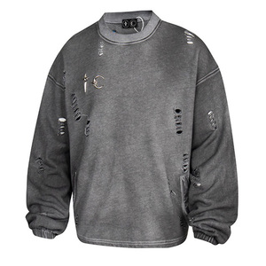 Sweat-shirt unisexe gris foncé en tricot à col rond, sans doublure, coupe classique, décontracté, pour le printemps, écologique, respirant, 100% coton - Product Image 1