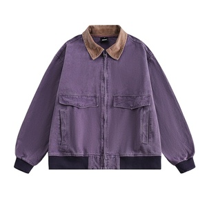 Chaqueta Vaquera Vintage de Lona 100% Algodón con Lavado Vintage y Logotipo Personalizado Único de STITCHMODE, Chaqueta Corta Informal de Pana Lavada a la Piedra - Product Image 1