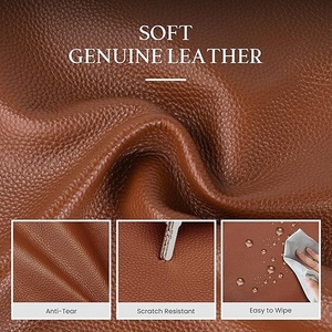 Brown Genuine Leather Tote <b>Bag</b> 13x4.7x11.8 Inch Lightweight Casual Style for Women with Computer Interlayer - Product Image 6