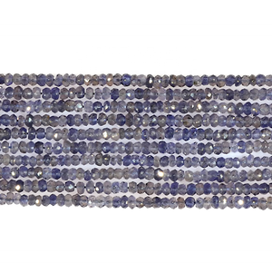 Perles de rondelle à facettes en Iolite naturelle élégante de 3mm pierres précieuses en vrac pour la fabrication de bijoux - Product Image 2