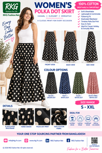 Jupe midi trapèze bleu marine à pois pour femme avec taille élastique et volants, style Prairie Chic - Product Image 3