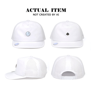 White Mesh Trucker <b>Cap</b> With Golf Logo Button Front Panel Adjustable Back Unisex Spring <b>Summer</b> Casual 6-Panel Hat - Product Image 3
