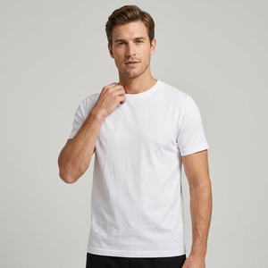 Camiseta de Manga Corta con Cuello Redondo de Algodón Blanco para Hombre, Corte Regular, Tejido de Punto Jersey Informal, Color Sólido, Tela Suave de Verano, Top Informal para Hombre - Product Image 5