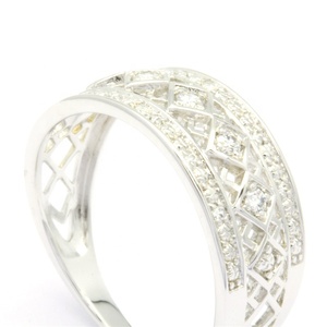 Bague Vintage en Filigrane pour Femme, Prix de Gros, Or Blanc 18K 9K 14K Plaqué Rhodium, Diamants Véritables 0.14ct Couleur H Pureté SI1-SI2 - Product Image 3