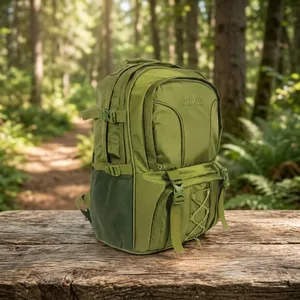 Mochila Impermeable Verde Oliva Casual de Gran Capacidad con Múltiples Compartimentos con Cremallera, Correas de Compresión Ajustables y Malla Lateral - Product Image 2