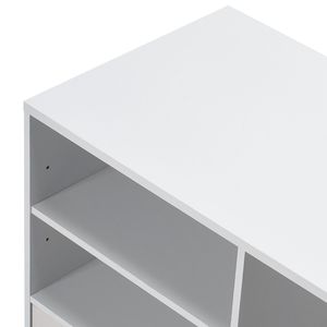 Armadietto Portadocumenti Mobile a 2 Cassetti con Ruote e Serratura, Scaffali Aperti Regolabili in Legno per Archiviazione - Product Image 3