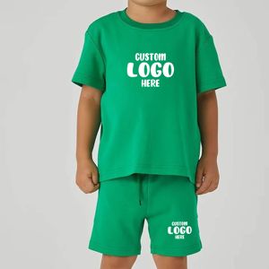 Conjuntos de Ropa de Verano para Niños con Logotipo Personalizado, Ropa Urbana para Niños, Conjunto de Dos Piezas de Camiseta y Pantalones Cortos Estampados 2026 - Product Image 1