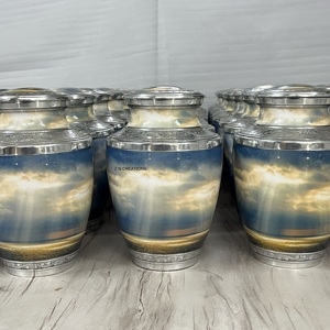 Urne funéraire en aluminium de haute qualité pour adultes, gravée avec une magnifique image du ciel et de l'océan, urnes personnalisées imprimées pour le stockage des cendres humaines - Product Image 4