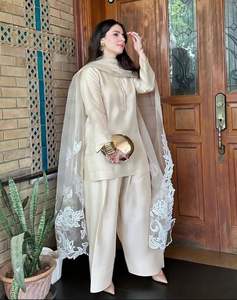 Salwar Kameez para Mujer, Estilo Farshi, Ecológico, Transpirable, Vintage, de Seda Suave, Largo hasta la Rodilla, Estilo Pakistaní - Product Image 5