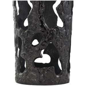 Jarrón de Metal Contemporáneo para Piso, Diseño Abstracto con Recortes en Forma de Gota, Recipiente Alto para Flores en Tono Oscuro - Product Image 4