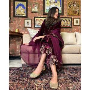 Beautiful <b>Indian</b> & <b>Pakistani</b> <b>Clothing</b> Elegant Party Wear Top Bottom Dupatta Set - Product Image 5