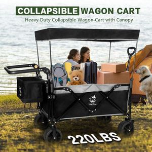 Carrello da Campeggio Pieghevole per Tutti i Terreni con Tettuccio Rimovibile e Freno, Carrello Pieghevole con Ruote - Product Image 2