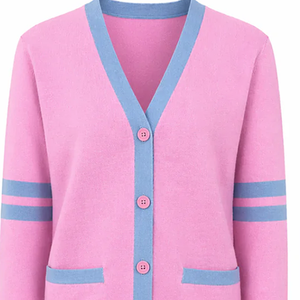 High Quality Women Sorority Cardigan Cotton Knitted Button Down Turn Down Collar Classic Design Casual Knitwear OEM Custom Made - Product Image 6