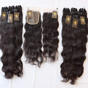 Fournisseurs de cheveux bruts péruviens, paquets de cheveux humains vierges droits avec fermeture en dentelle, Extensions de cheveux bruts non traités, cuticules alignées - Product Image 2