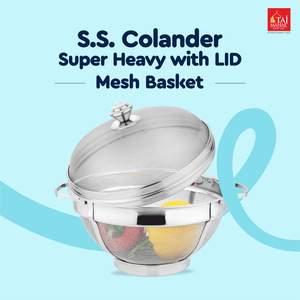 Wholesale Heavy Duty Stainless Steel SS Colander Food Grade Super Heavy With Lid <b>Mesh</b> Basket - Product Image 5