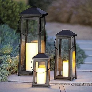 Modern Design Light <b>Black</b> Iron <b>Lantern</b> Glass Panels Handle Eco-Friendly Durable Home Accent Lighting Perfect Valentine's Day - Product Image 6
