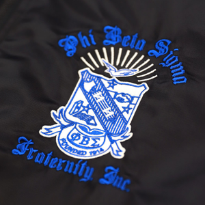 Phi Beta Sigma Bomber Jacket Black Greek Letter Zip Up Jacket Fraternity Apparel Stylish Outerwear Premium Fit Jacket - Product Image 3