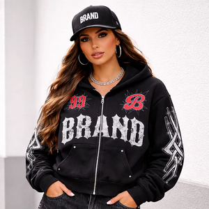 Custom Acid Wash Hoodie <b>Denim</b> Shorts Set Men Streetwear Summer Tracksuit Zipper Hoodie <b>Jogging</b> Set Manufacturer - Product Image 1