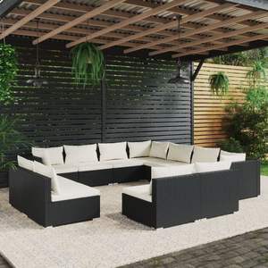 Grand ensemble de salon de jardin en rotin PE noir avec acier thermolaqué – Produit de qualité supérieure - Product Image 1