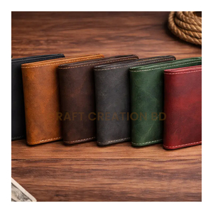 Portefeuille en cuir véritable pour homme, fin, pliable, design minimaliste, marron, noir, brun foncé, usage quotidien, blocage RFID, vente en gros - Product Image 3