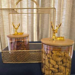 Caja de Almacenamiento de Frutos Secos de Latón Estilo Vintage con Tapa, Recipiente Decorativo para Dulces y Nueces, para Regalo de Boda - Product Image 1