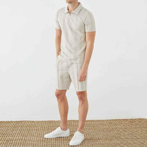 Ensemble 2 pièces streetwear homme 2026 : Polo et short en coton de haute qualité, coupe oversize, personnalisable - Product Image 1