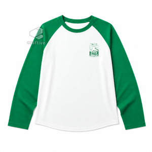 Iota Phi Lambda Sorority Raglan <b>T</b>-<b>Shirt</b> <b>Women's</b> Casual Green <b>White</b> Contrast <b>Long</b> <b>Sleeve</b> <b>Shirt</b> Embroidered Crest Color Block Tee - Product Image 1