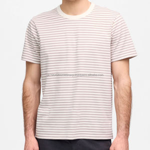 Camiseta de Manga Corta para Hombre, Camisetas a Rayas, Camiseta de Cuello Redondo de Verano, Camiseta de Algodón Orgánico, Camisetas Sostenibles - Product Image 4