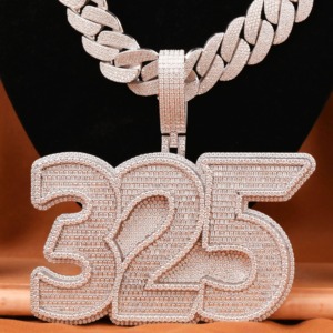 Personalize Number <b>Name</b> Letter VVS Moissanite Diamond Pendant Custom Iced Out Letter 925 Silver HipHop Cuban Link <b>Chain</b> Necklace - Product Image 2