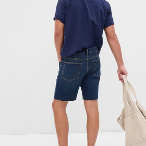 Shorts Bermuda en Jean Bleu Foncé pour Homme, Taille Mi-Haute, Fermeture Éclair, 100% Coton Tissé, Style Urbain, Poches, Séchage Rapide, Anti-UV - Product Image 4