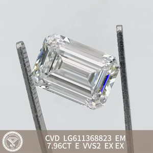 เพชรเม็ดเดี่ยวทรงเหลี่ยมมรกต 7.96 กะรัต เพชรเพาะเลี้ยงสำหรับทำแหวนเครื่องประดับ - Product Image 2