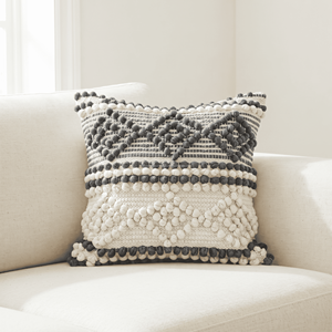 24 x 24 Inches Oversized Wool Diamond Cushion Cover – Cotton & Wool Geometric <b>Decorative</b> Square Throw <b>Pillow</b> - Product Image 2