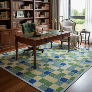 Alfombra Hecha a Mano con Nudos de Algodón y Lana para Habitaciones Artísticas, Alfombra Natural para Interiores con Base Antideslizante de Goma, Alfombra para Dormitorio - Product Image 2
