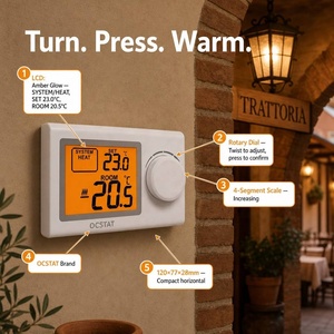 <span class=keywords><strong>Thermostat</strong></span> Rotatif Compact en Gros 25uA 120x77x28mm avec Enregistrement Automatique en 5 Secondes et <span class=keywords><strong>Contact</strong></span> <span class=keywords><strong>Sec</strong></span> pour Chambre, Cuisine, Garage - Product Image 1