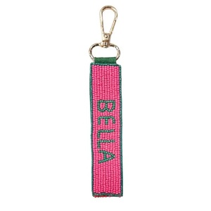 Durable Long-lasting Bold Color Contrast Handmade Beaded Logo Keychain Name <b>Keyring</b> Fashion Adjustable Promotional Key Holders - Product Image 3